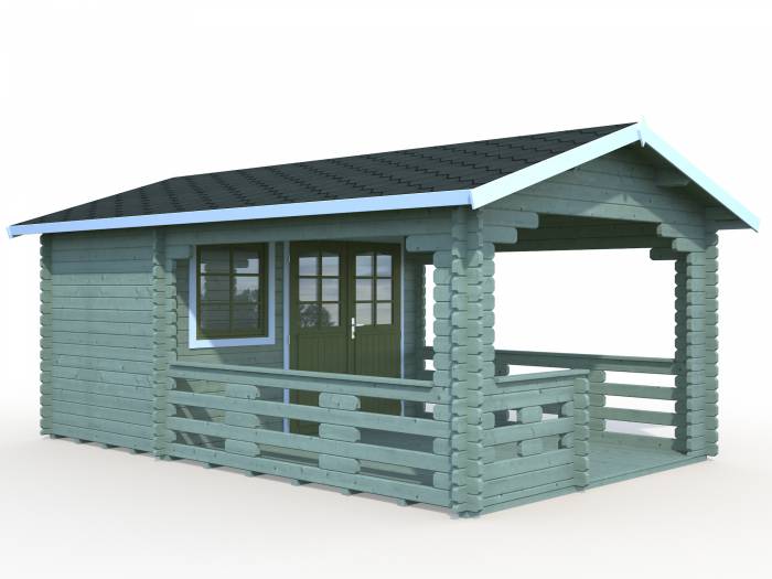 Domek drewniany z tarasem JACEK B 3,5x5,5 (6,1+10,6 m2)