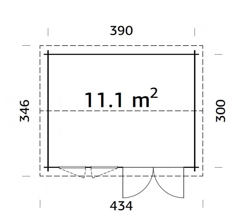 Domek na działkę ogrodową JAREK B 4x3 (11,1 m2)