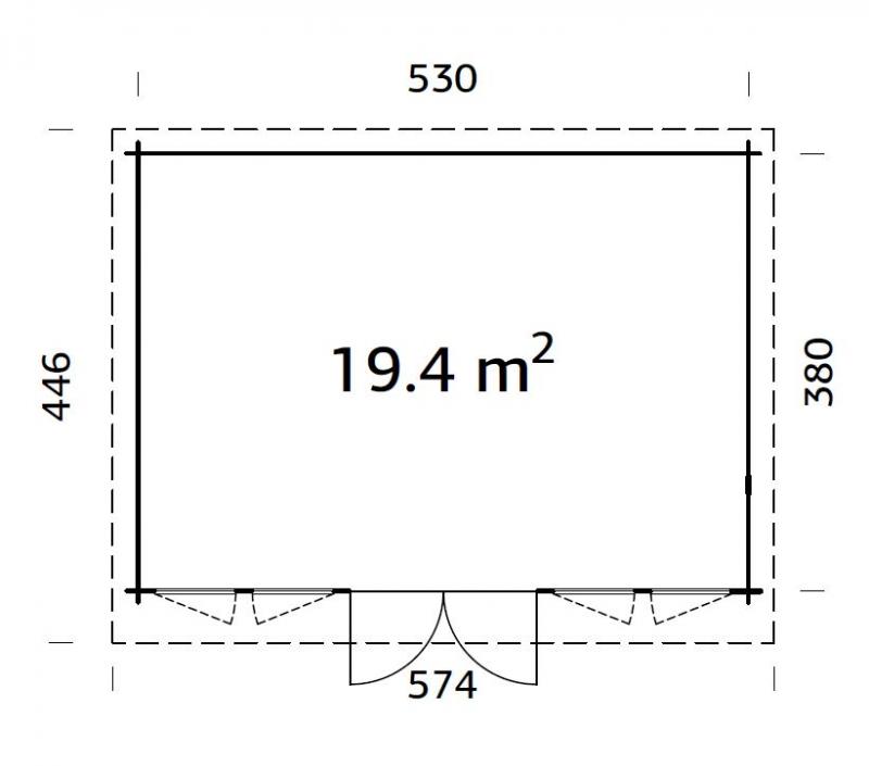 Drewniany domek na wąską działkę KAMIL C 5,5x4 (19,4 m2)