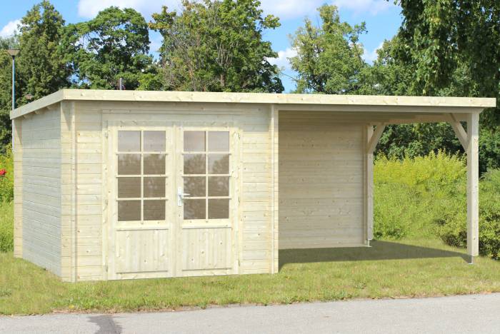 Drewniany domek na działkę z daszkiem ROBERT B 5,5x3