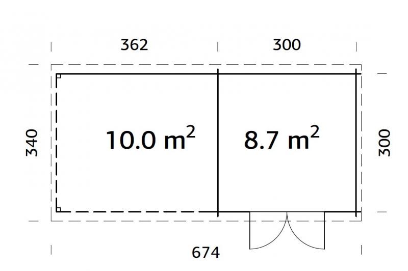 Domek letniskowy z drewna ROBERT F 7x3 (8,7+10,0 m2)