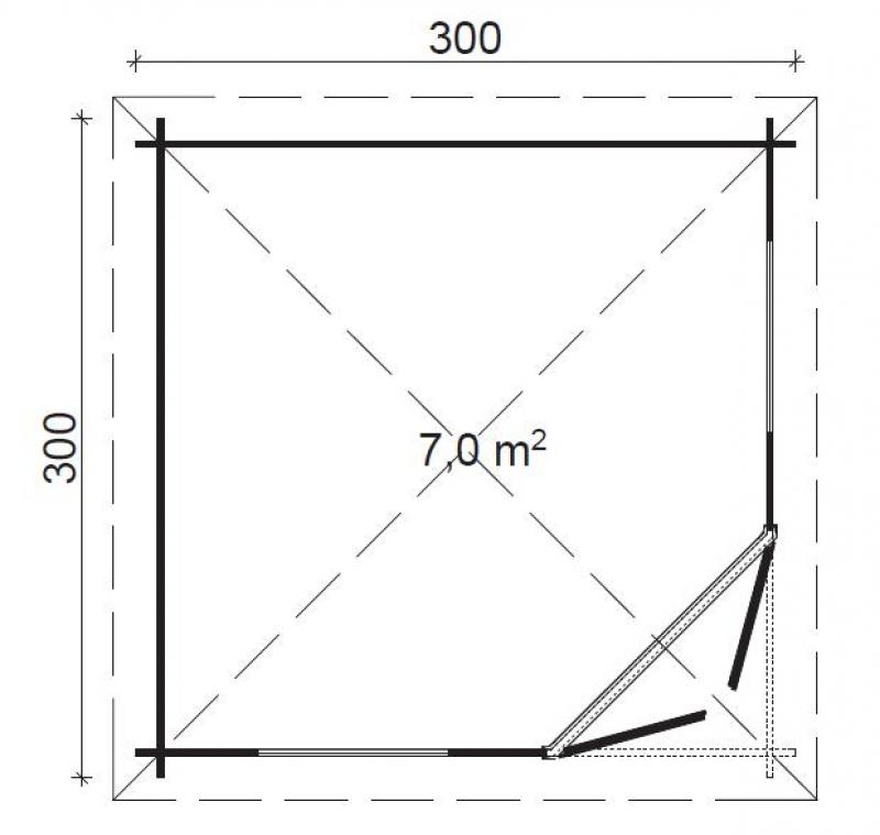 Domek drewniany ogrodowy CYRANECZKA B 3x3 (7m2)