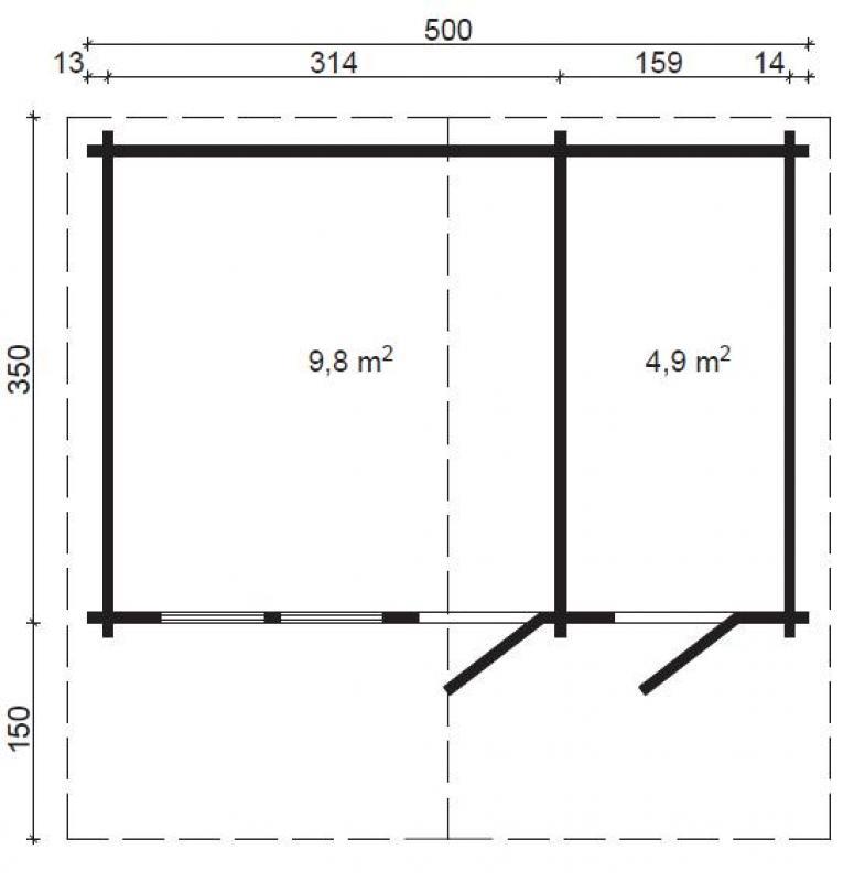 Domek z drewna letniskowy PELIKAN B 5x3 (14,7m2)