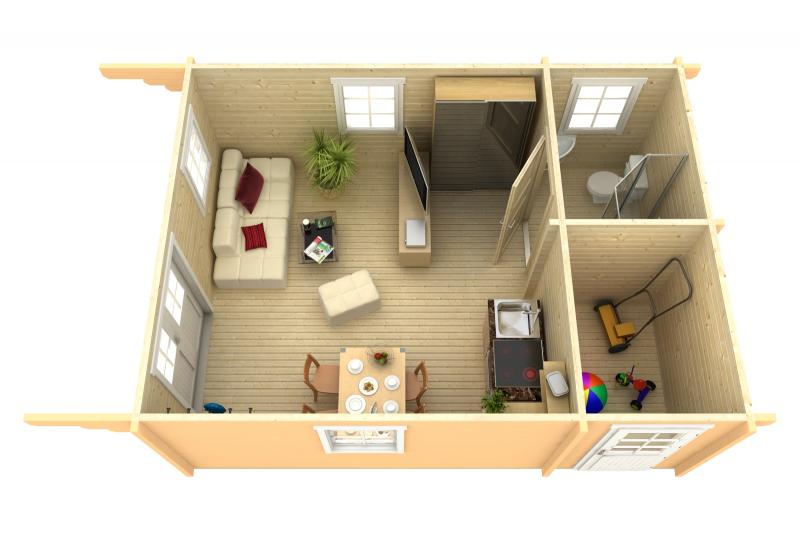 Mały domek letniskowy z drewna RUDZIK B 7x4,5 (24m2)