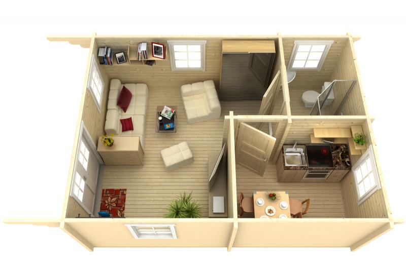 Domek z drewna letniskowy RUDZIK D 7x4,5 (24m2)