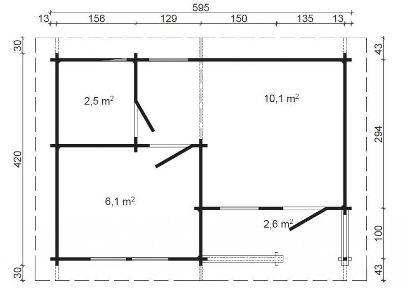 Domek letniskowy z gankiem RYBACZEK 6x4 (21,3m2)