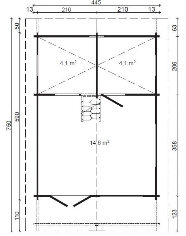 Wygodny domek na działkę rekreacyjną SOKÓŁ 4,5x6 (22,8m2)