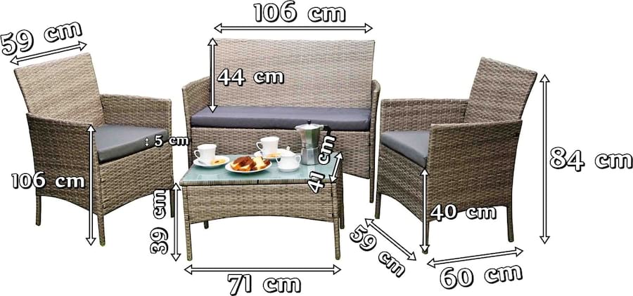 Dritto wymiary zestawu ogrodowego