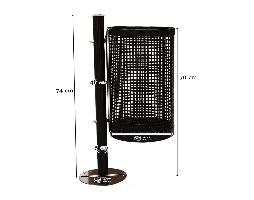 Kosz metalowy z czarną siatką - wymiary