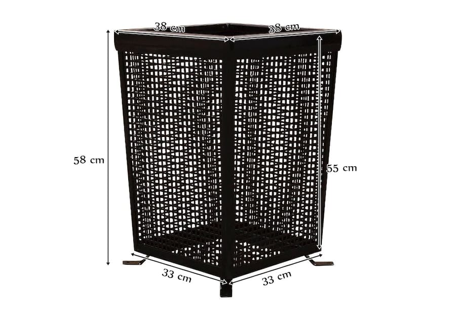 Kwadratowy kosz metalowy stojący - wymiary