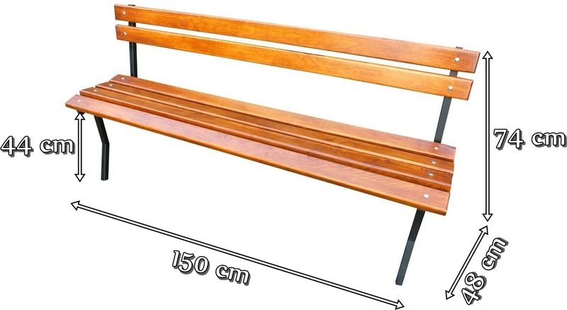 Wymiary ławki-stalowo drewnianej Fiemar