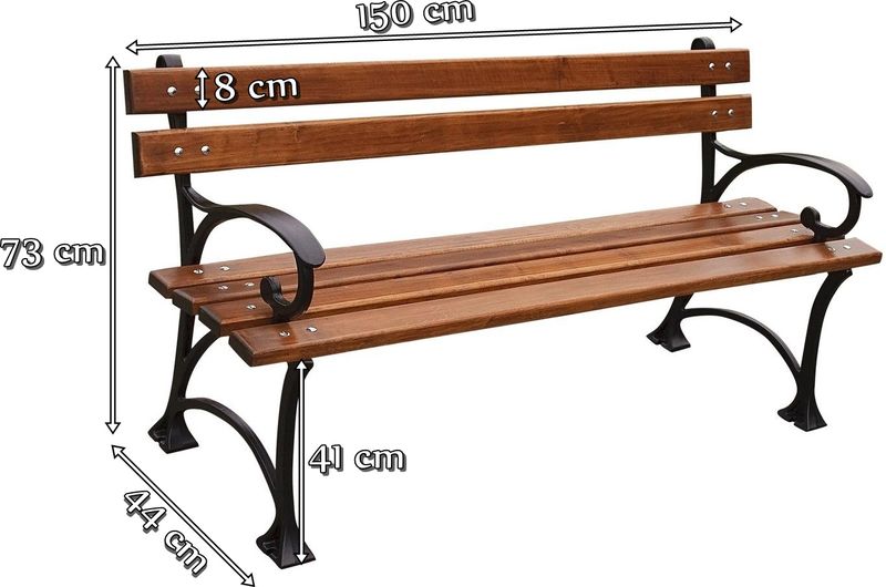 Wymiary ławki Fiemar parkowa 150