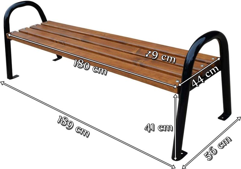 Ławka z rur stalowych bez oparcia 180cm - wymiary