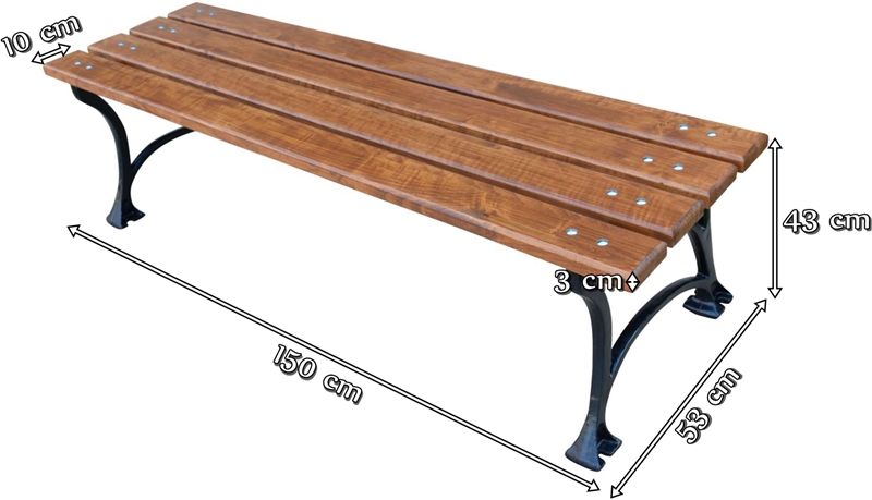 Ławka z oparciem klasyczna z 11 desek 150cm