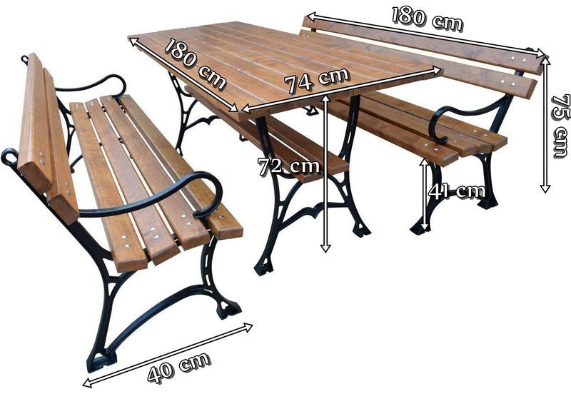 Meble żeliwne Faktor 180 wymiary