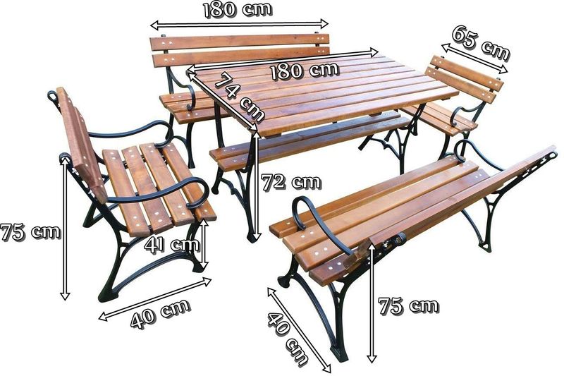 Faktor Plus meble żeliwne 180 cm wymiary