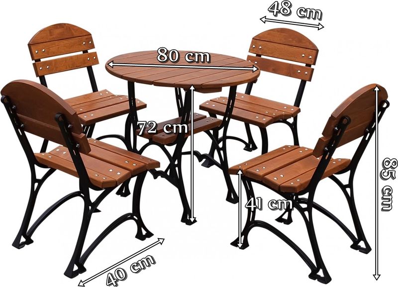 Meble żeliwne ogrodowe Restor wymiary