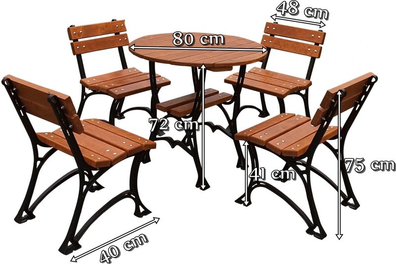 Meble żeliwne ogrodowe Restor wymiary