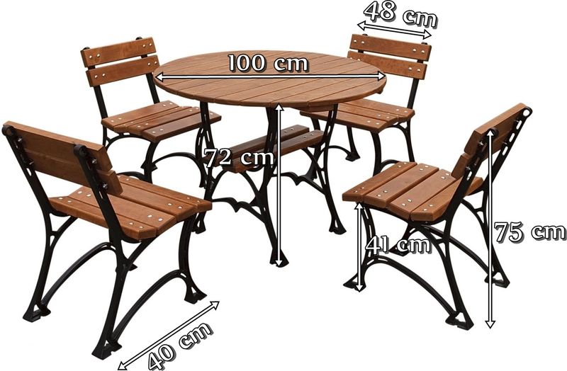 Żeliwne meble ogrodowe Restor wymiary