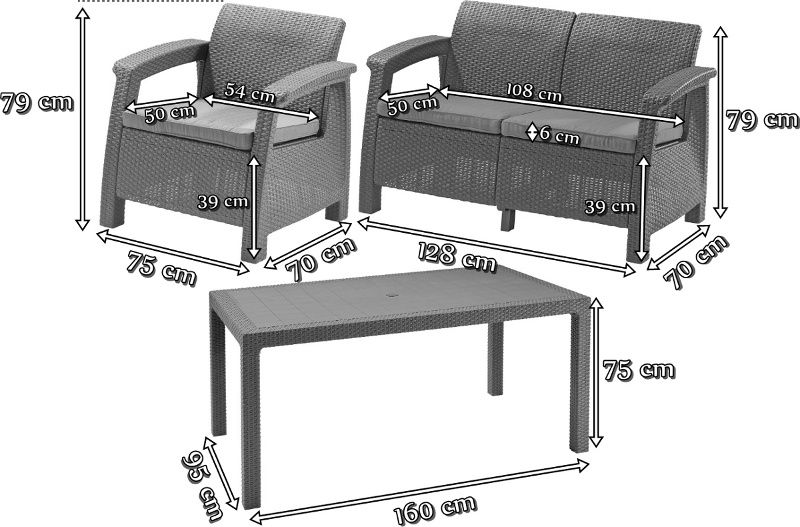 Wymiary zestawu Corfu Fiesta