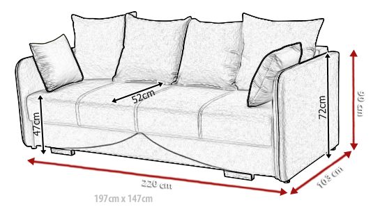 Sofa rozkładana Iga wymiary