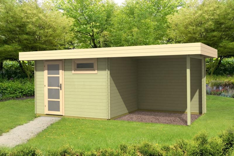 Nowoczesny domek drewniany z wiatą KRUK A 6x2,5 (15,2m2)