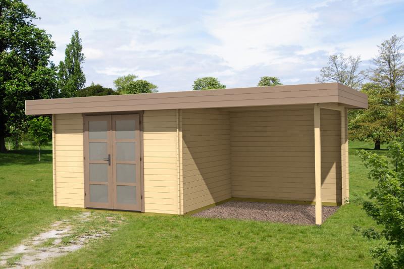 Domek drewniany letniskowy z wiatą KRUK B 6x2,5 (15,2m2)