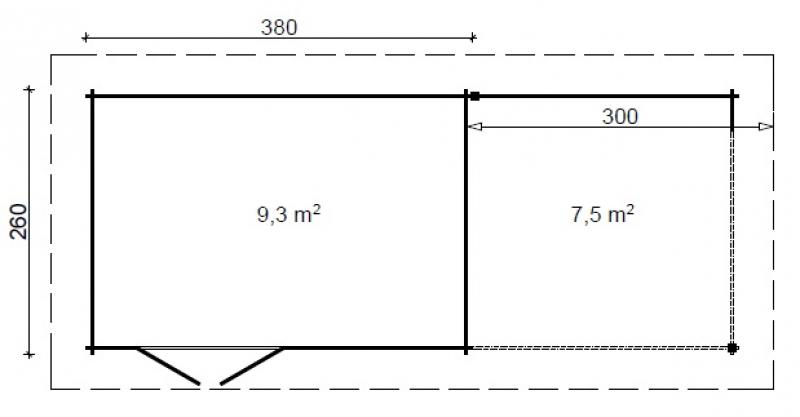 Nowoczesny domek z drewna z wiatą KRUK C 7x2,5 (16,8m2)