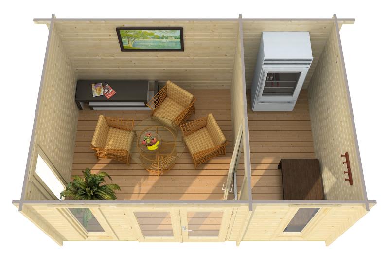 Nowoczesny domek drewniany na małą działkę KRUK E 5x3 (12,8m2)