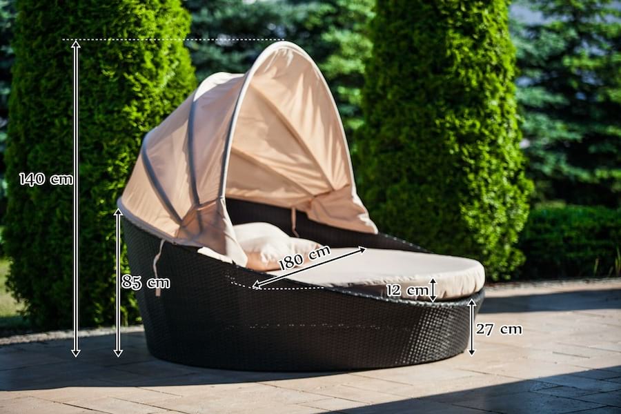 Leżanka z technorattanu z baldachimem Letto Primo