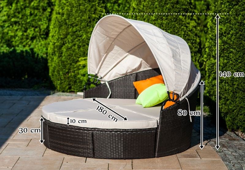 Leżanka z technorattanu z baldachimem Letto Secondo