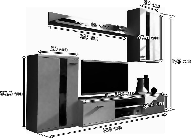 Meblościanka Life wymiary