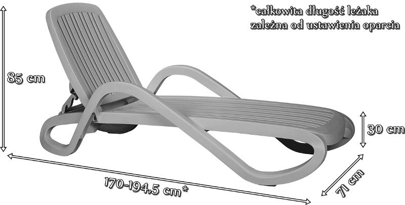 Nardi Eden leżak ogrodowy regulowany - wymiary