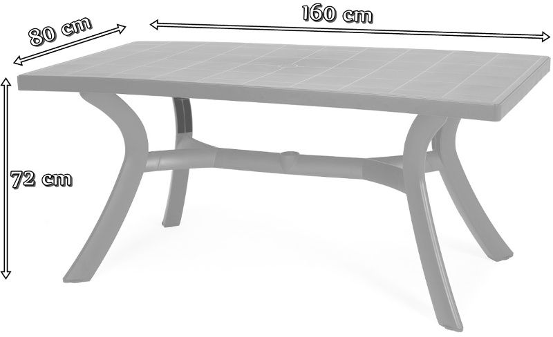 Nardi Toscana 160 stół ogrodowy plastikowy - wymiary