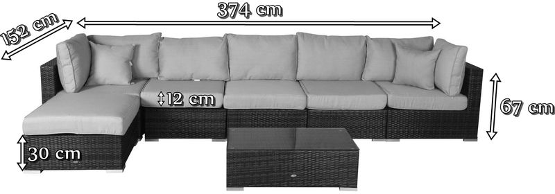 Wymiary zestawu mebli Nilamito VIII