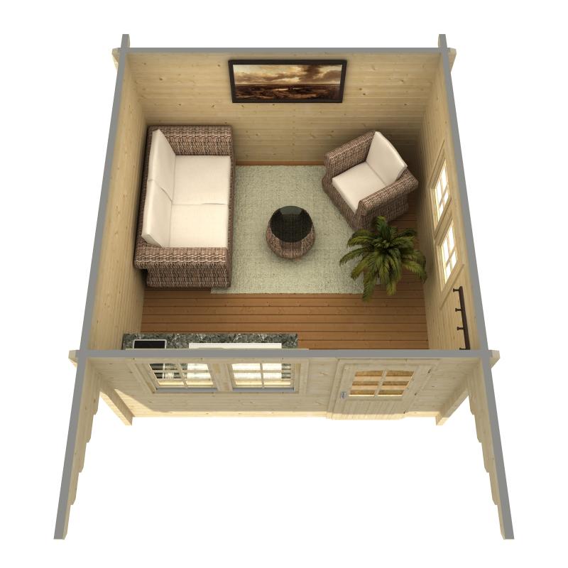 Domek na działkę ogrodową z drewna NURZYK 4x4 (12,1m2)