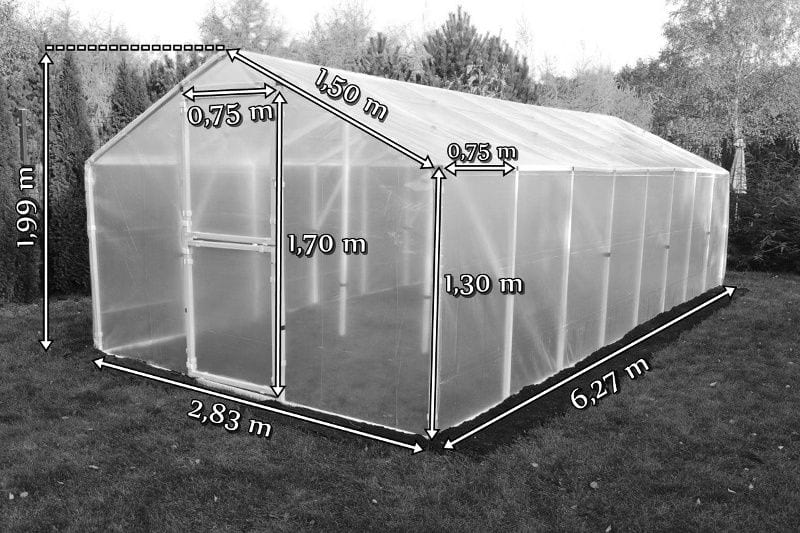 Ogórek – tunel foliowy 18m2 - wymiary