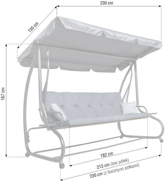 Wymiary huśtawki ogrodowej Cento