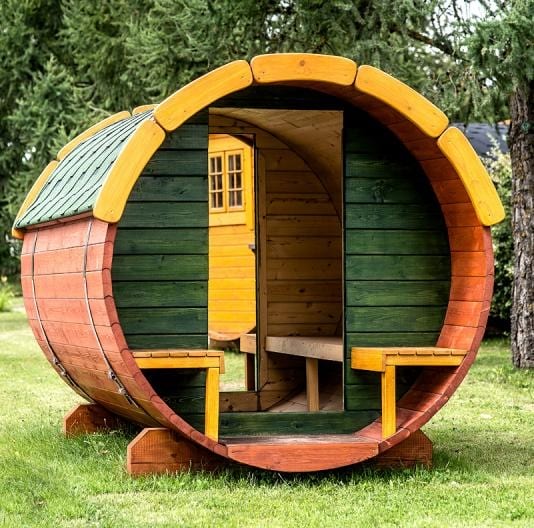 Domek ogrodowy z drewna dla dzieci BECZKA 190x160cm