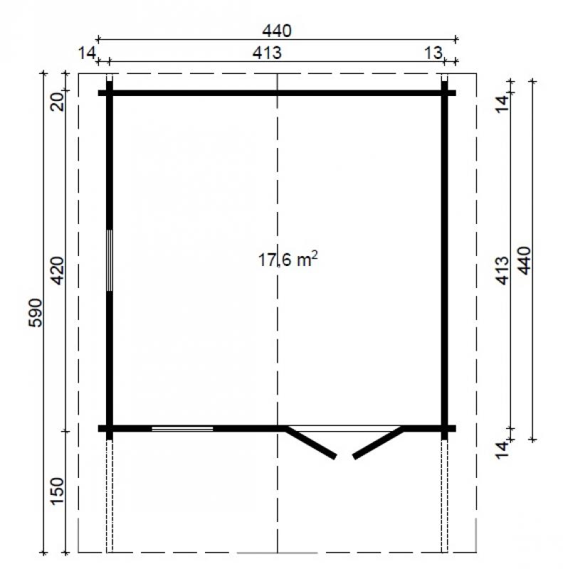 Mały domek z drewna na działkę ogrodową RUDZIK A 6x4 (17,6m2)
