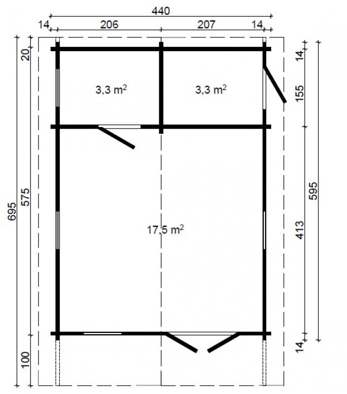 Mały domek letniskowy z drewna RUDZIK B 7x4,5 (24m2)
