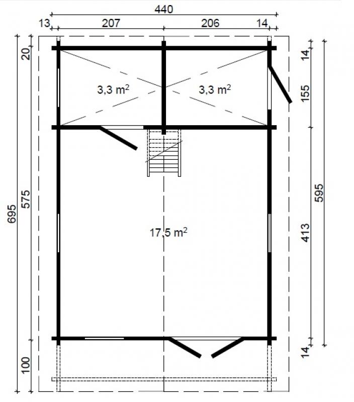 Domek na działkę ogrodową letniskowy RUDZIK C 7x4,5 (24m2)