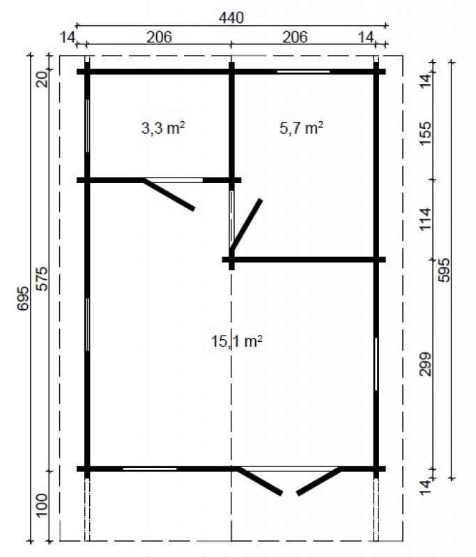 Domek z drewna letniskowy RUDZIK D 7x4,5 (24m2)