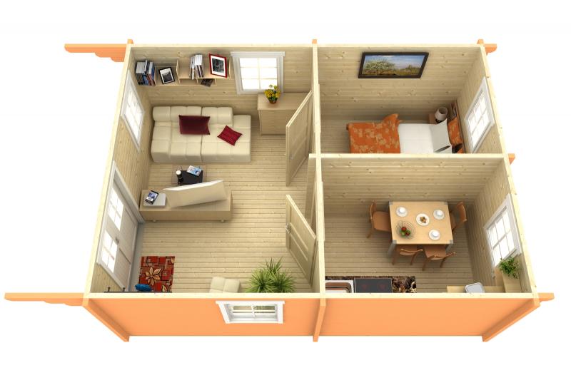 Duży domek letniskowy z drewna RUDZIK E 7x4 (24m2)