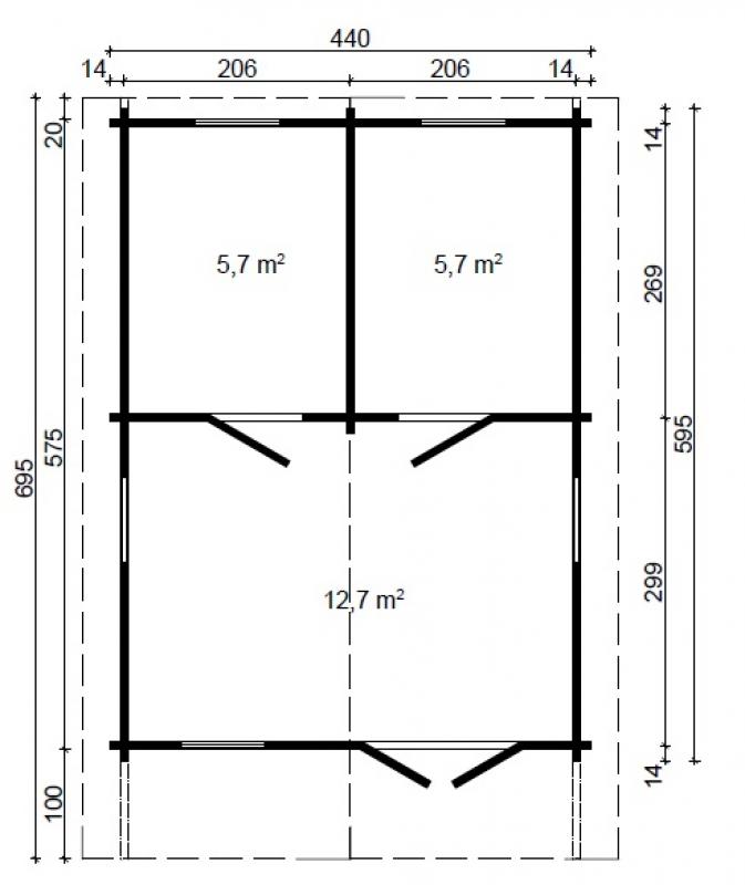 Duży domek letniskowy z drewna RUDZIK E 7x4 (24m2)