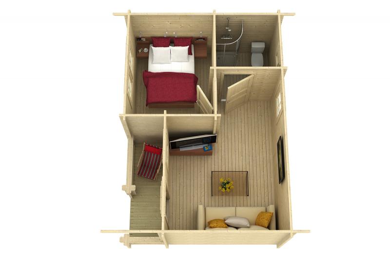 Domek letniskowy z gankiem RYBACZEK 6x4 (21,3m2)