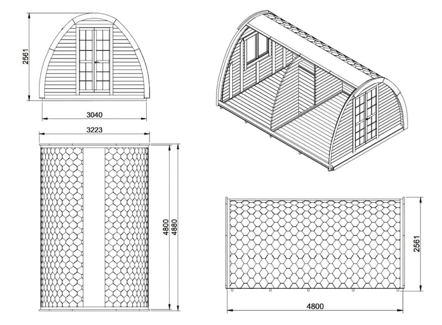 Drewniany dom na działkę rekreacyjną BECZKA dł. 4,8m