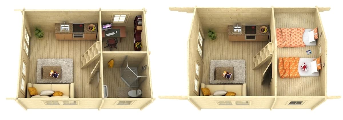 Wygodny domek na działkę rekreacyjną SOKÓŁ 4,5x6 (22,8m2)