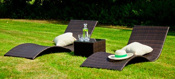 Leżanki ogrodowe technorattan Successo brązowe