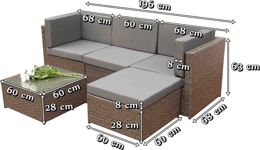 Zestaw ogrodowy Tinto wymiary